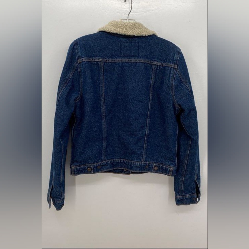 Levi's Blue Jean Denim Sherpa Fleece Jacket Caz Sherpa Collar Women M - Picture 2 of 7